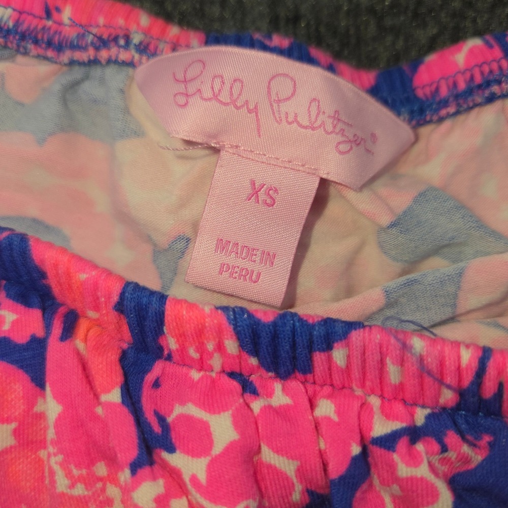 Lilly Pulitzer Off The Shoulder Top Women XS Pink Blue Octopus Ruffle Beachy